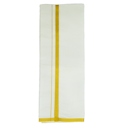MENS WHITE DHOTIE WITH RAINBOW JARI BOARDER - NHJ01