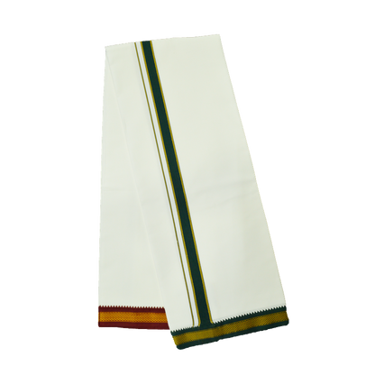 WHITE DEVOTIONAL DHOTIES WITH MEDIUM SIZE BOARDER- PETTU - NHKP01